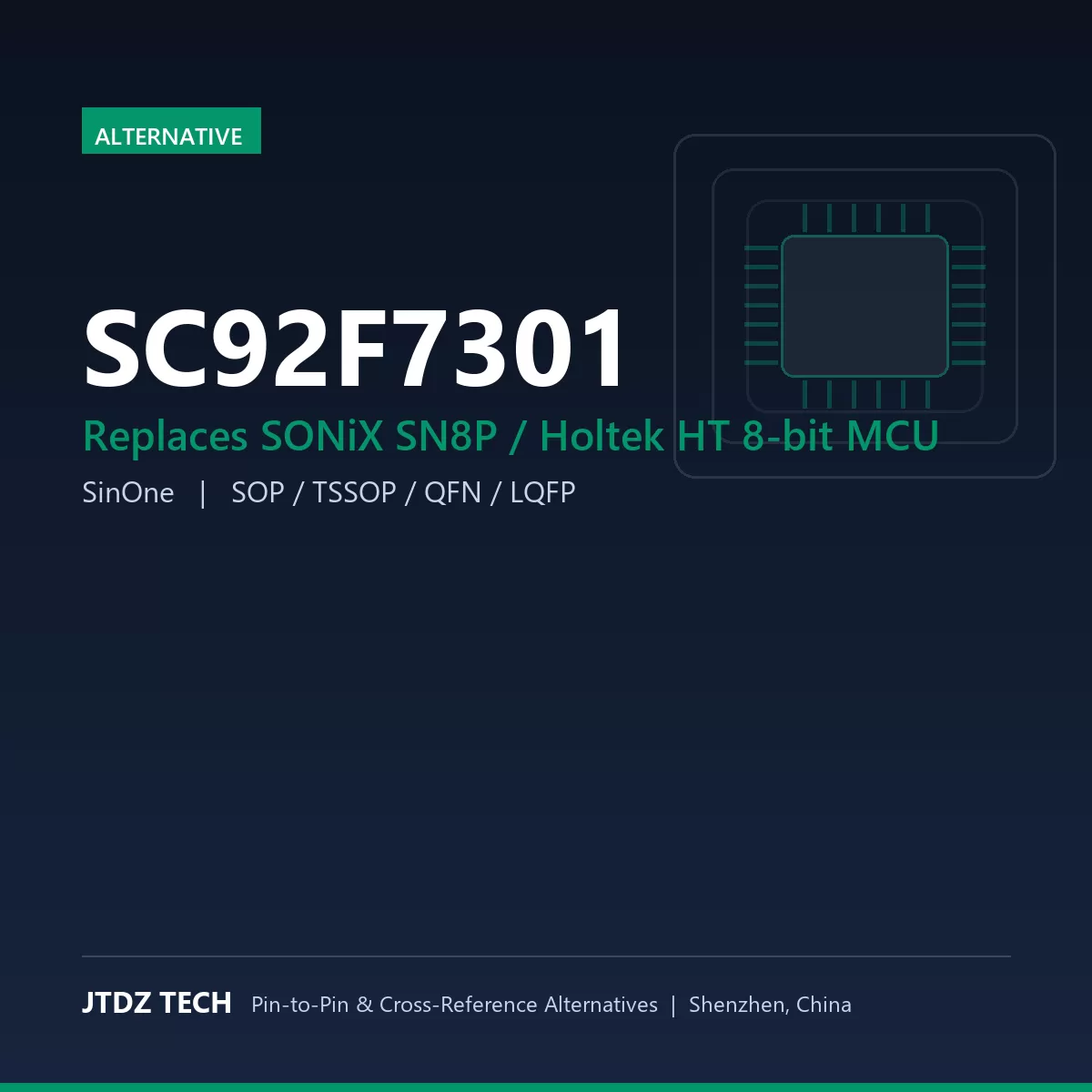 SC92F7301 - alternative to SONiX SN8P / Holtek HT 8-bit MCU