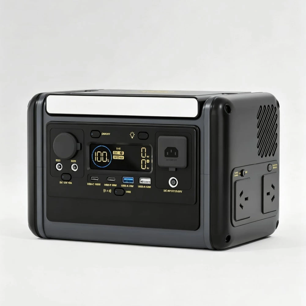 Compact 300W 230Wh portable power station with LiFePO4 battery, LCD screen, and multiple AC DC USB ports
