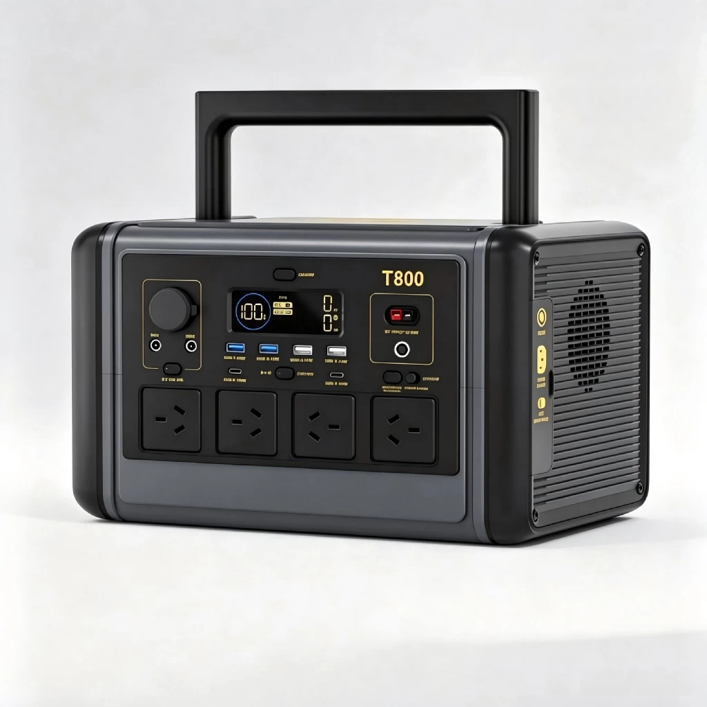 Feature diagram highlighting 800W output, 512Wh LiFePO4 battery, Type-C 100W PD fast charge, and 15W wireless charging