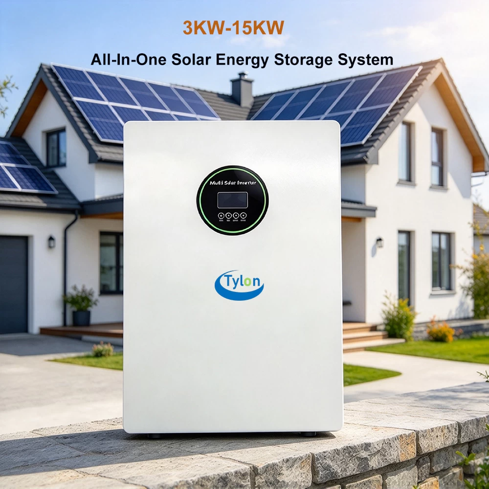3KW-12KW all-in-one solar energy storage system installed outside a modern residential house