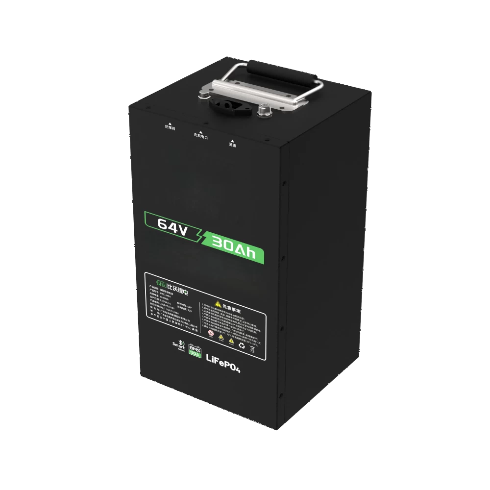 Side Profile of 64V 30Ah Metal Cased LiFePO4 Battery Pack