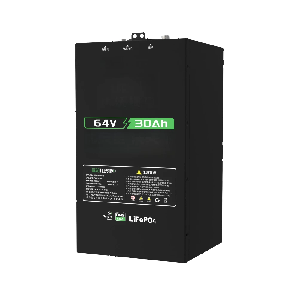 64V 30Ah LiFePO4 Lithium Battery Front View with Metal Case