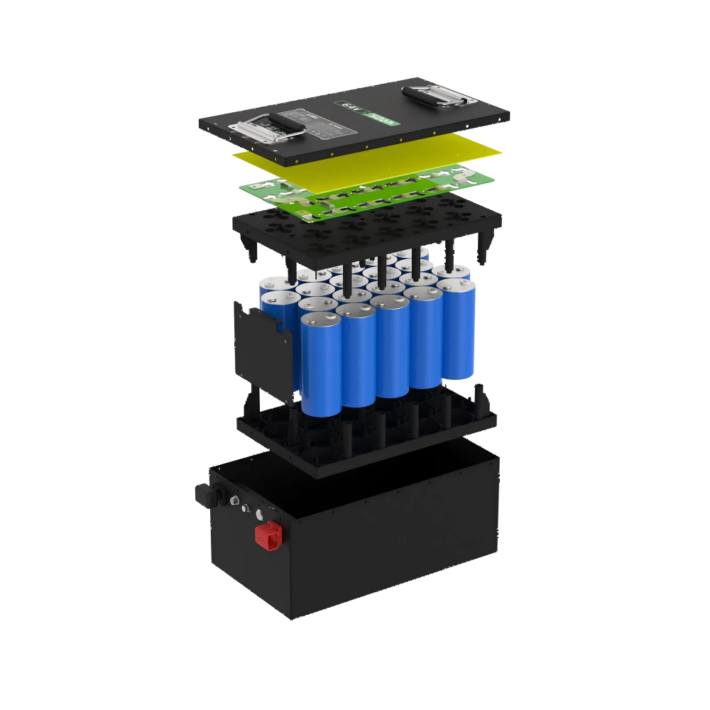 Inside Structure and Cell Arrangement of 64V 50Ah Lithium Battery Pack