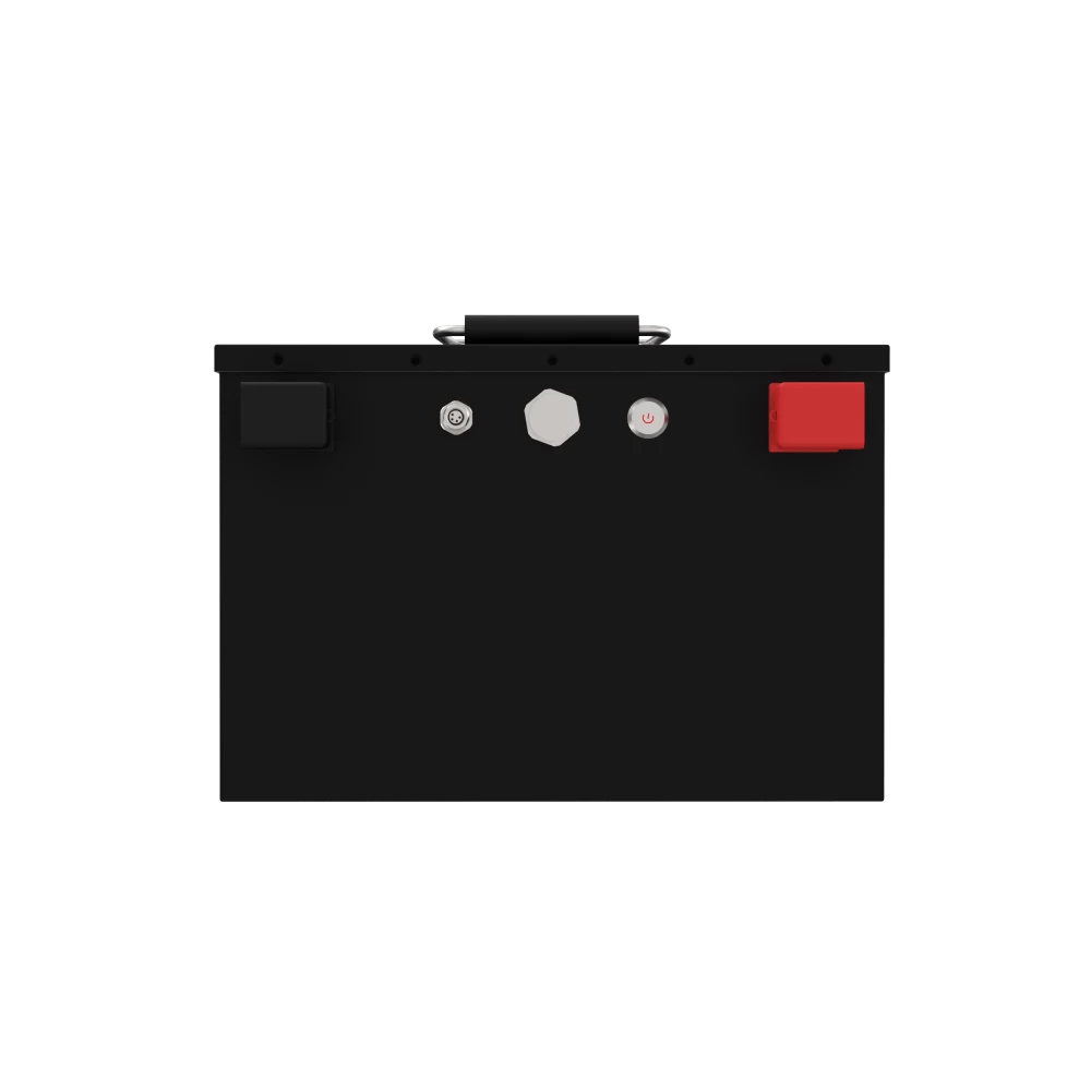 64V 100Ah Lithium Battery Pack Terminal and Side View