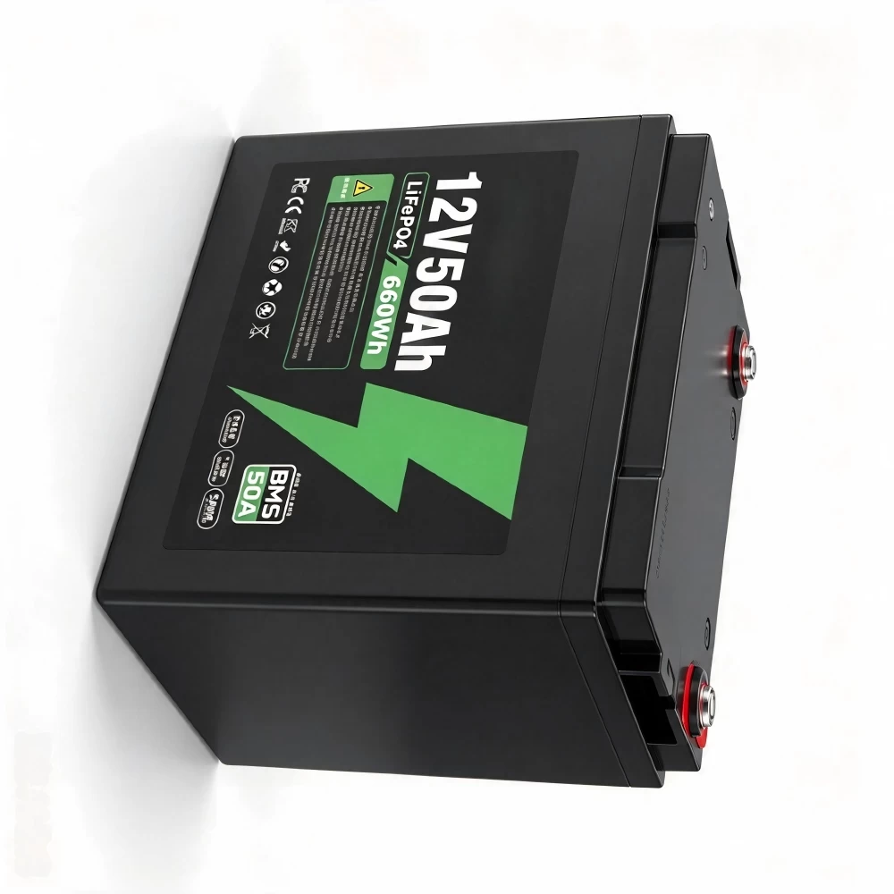 12V 50Ah Lead Acid Replacement Lithium Battery Side Angle View
