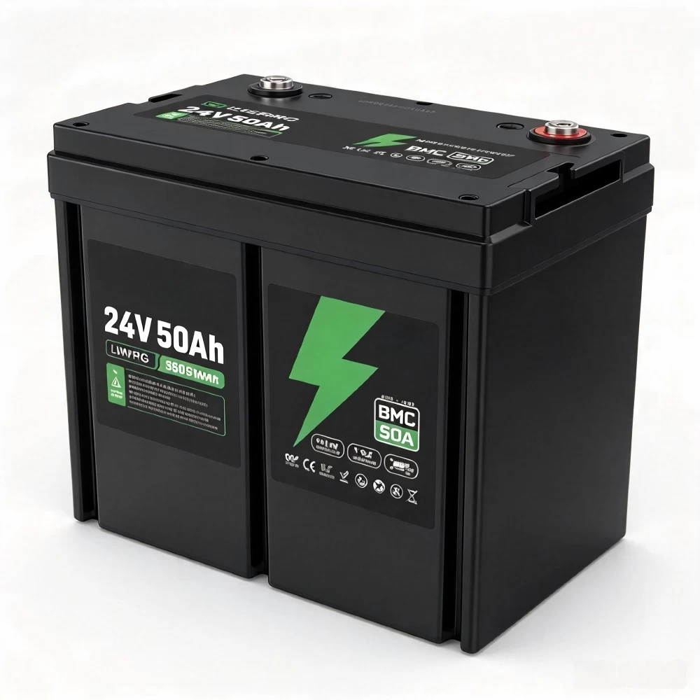24V 50Ah Rechargeable LiFePO4 Battery Pack Terminal View