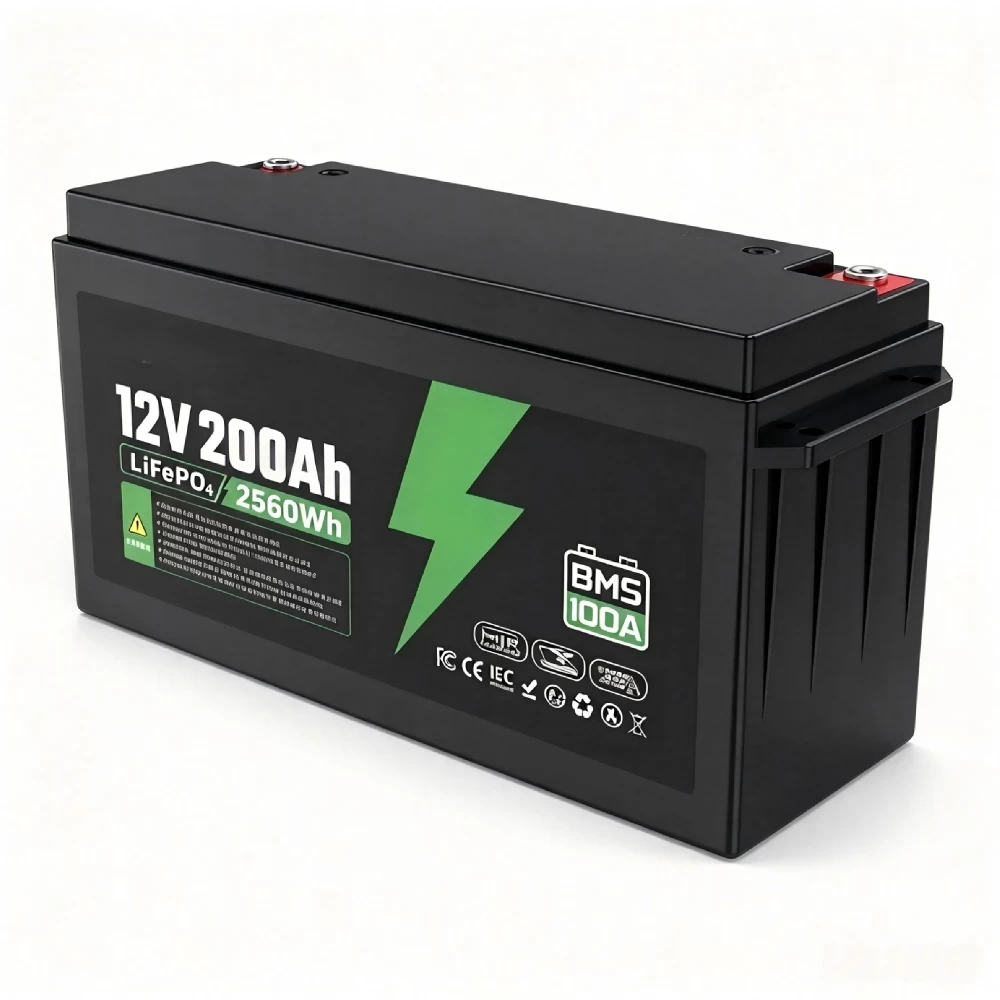12V 200Ah LiFePO4 Lithium Battery Pack Front View