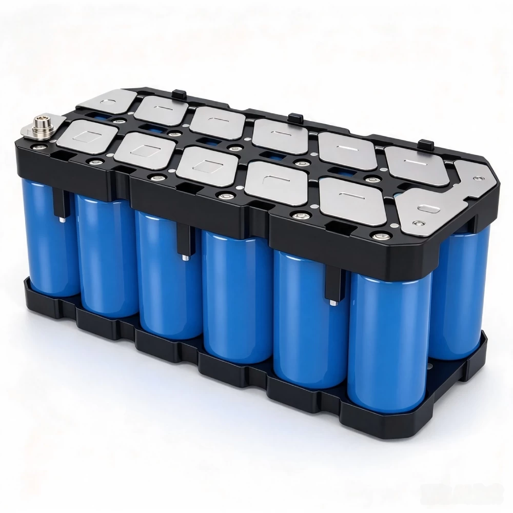 Inside Structure of 36V 100Ah Lithium Battery Pack with Blue Cells