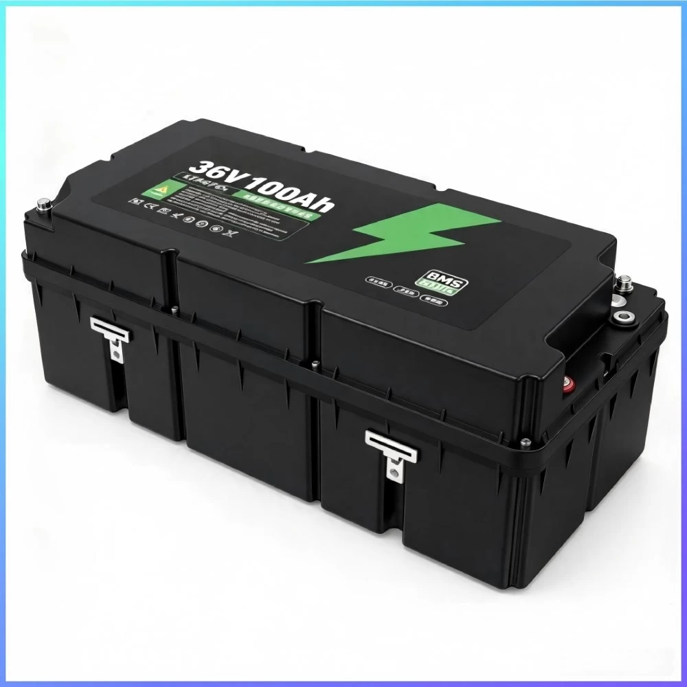 36V 100Ah LiFePO4 Lithium Battery Pack Front View