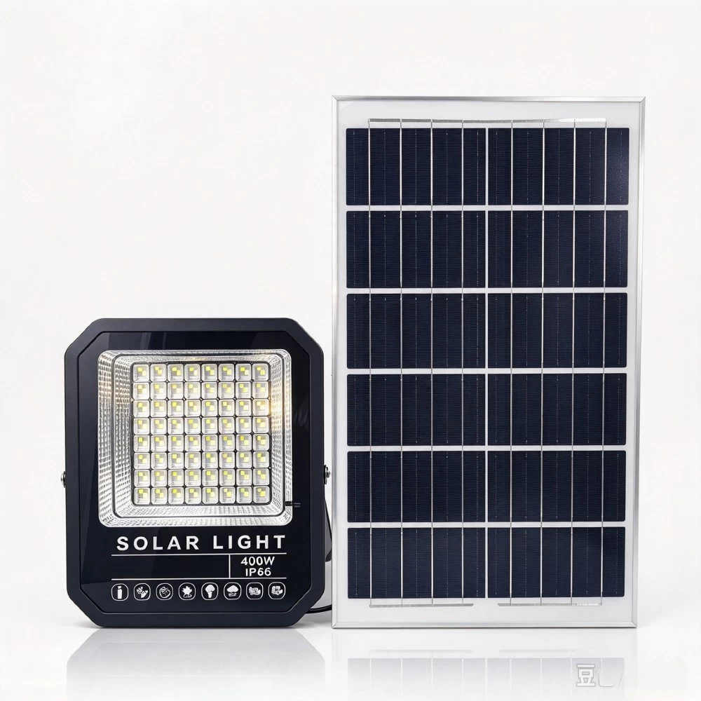Commercial grade solar LED security flood light for garden and yard lighting