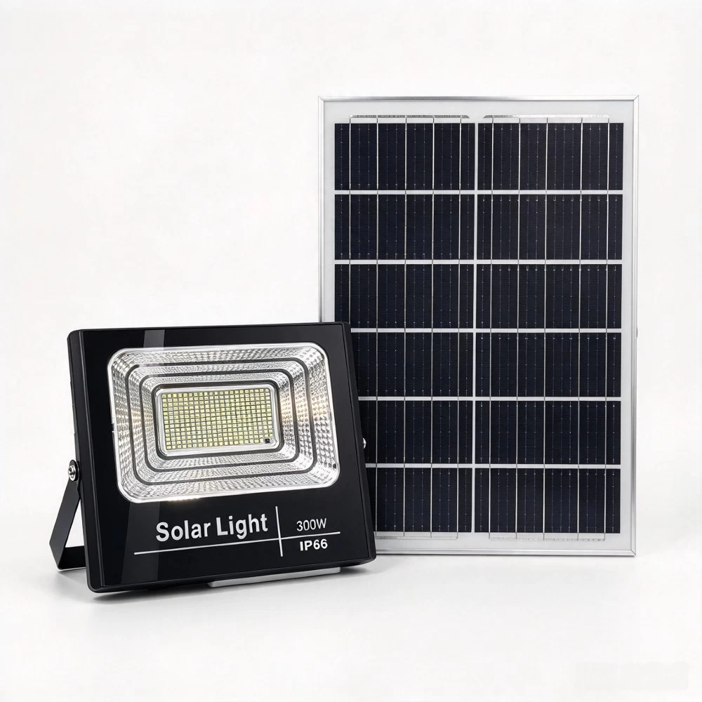 High lumen 300W solar LED flood lamp for outdoor commercial security lighting