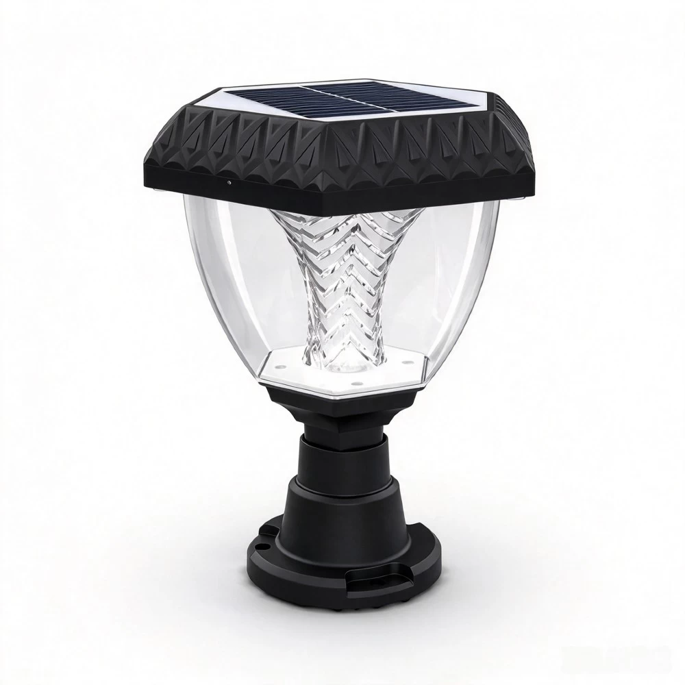 Hexagon outdoor solar post light for courtyard fence and terrace gate pillars