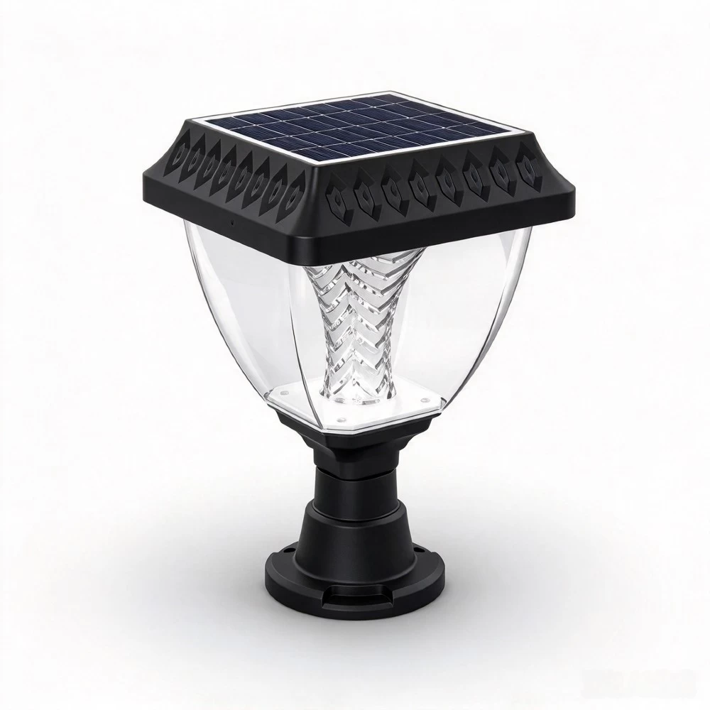 Square waterproof solar pillar light for garden gate post and outdoor courtyard
