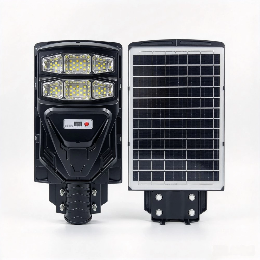 200W to 300W outdoor solar street lamp with high-efficiency solar panel and durable weatherproof housing.