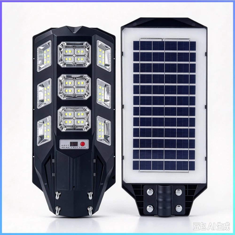 300W integrated solar LED street light with efficient solar panel for courtyard and pathway.