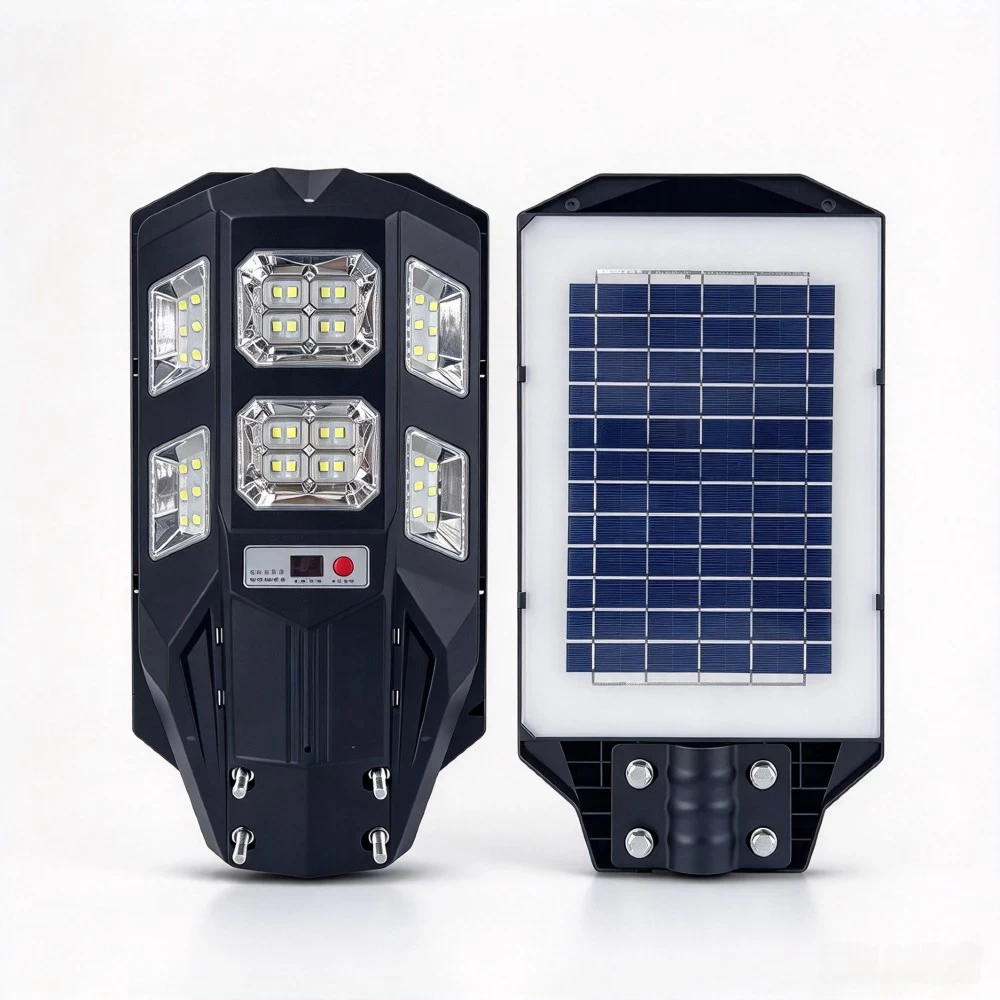 200W integrated solar LED street light with efficient solar panel for courtyard and pathway.