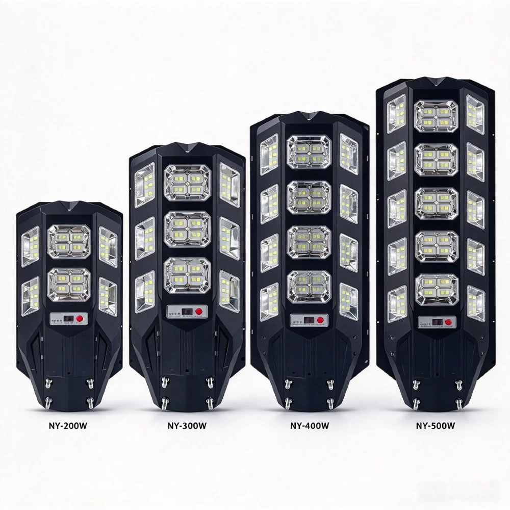 Illuminated IP66 waterproof solar LED street lamp delivering high-brightness light for outdoor spaces.