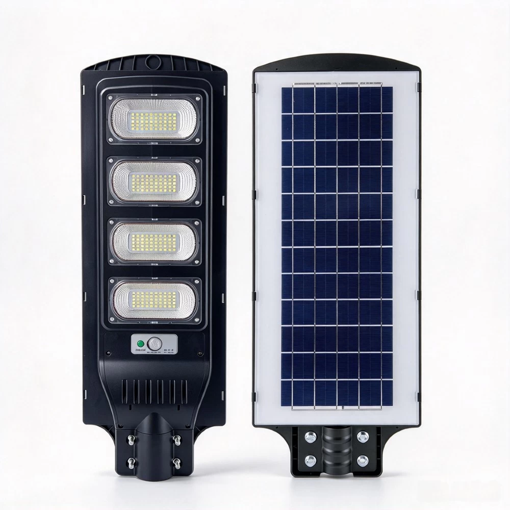 120W high-power integrated solar LED street light fixture for commercial road and yard lighting.