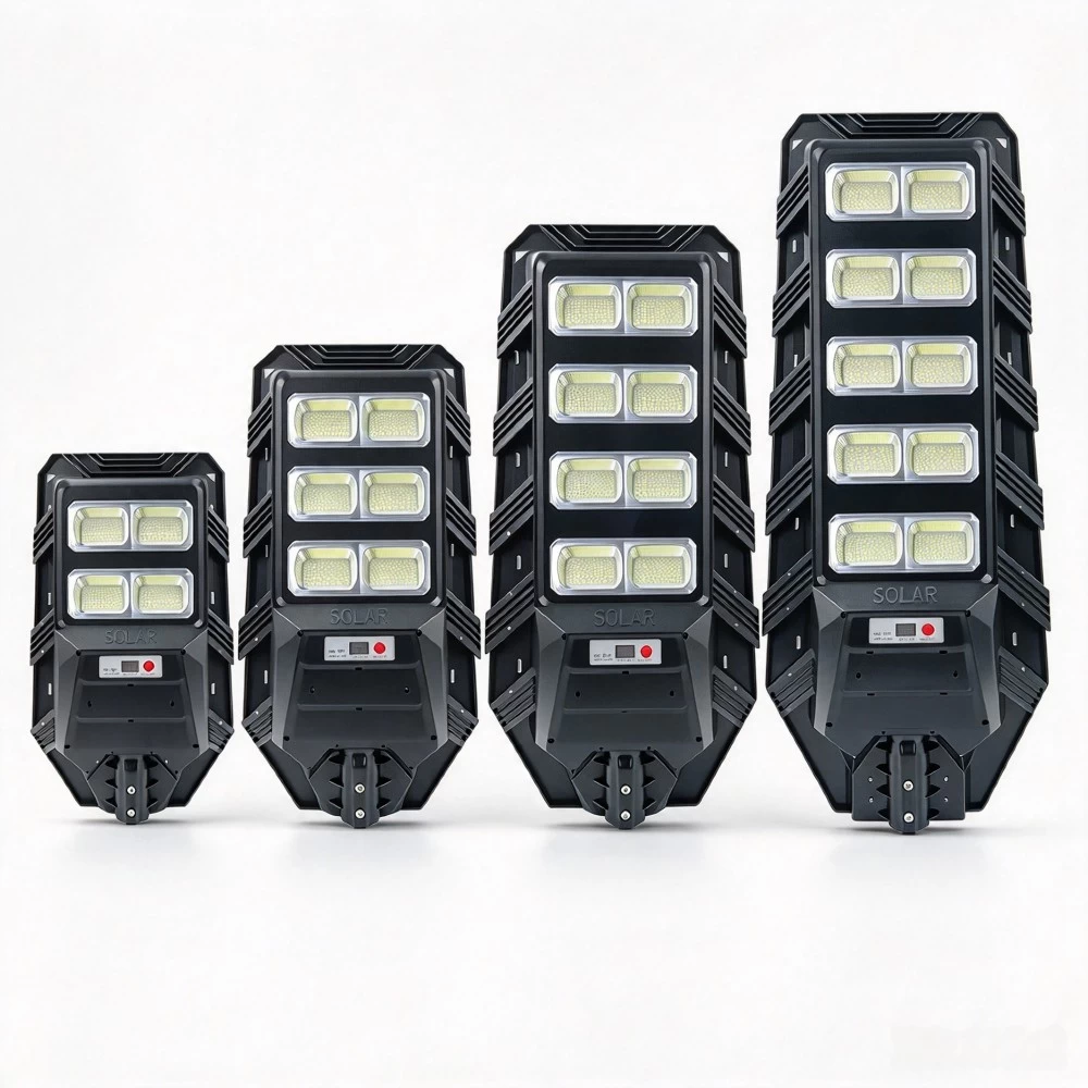 Heavy-duty solar LED street light 200W-500W series for commercial outdoor lighting.