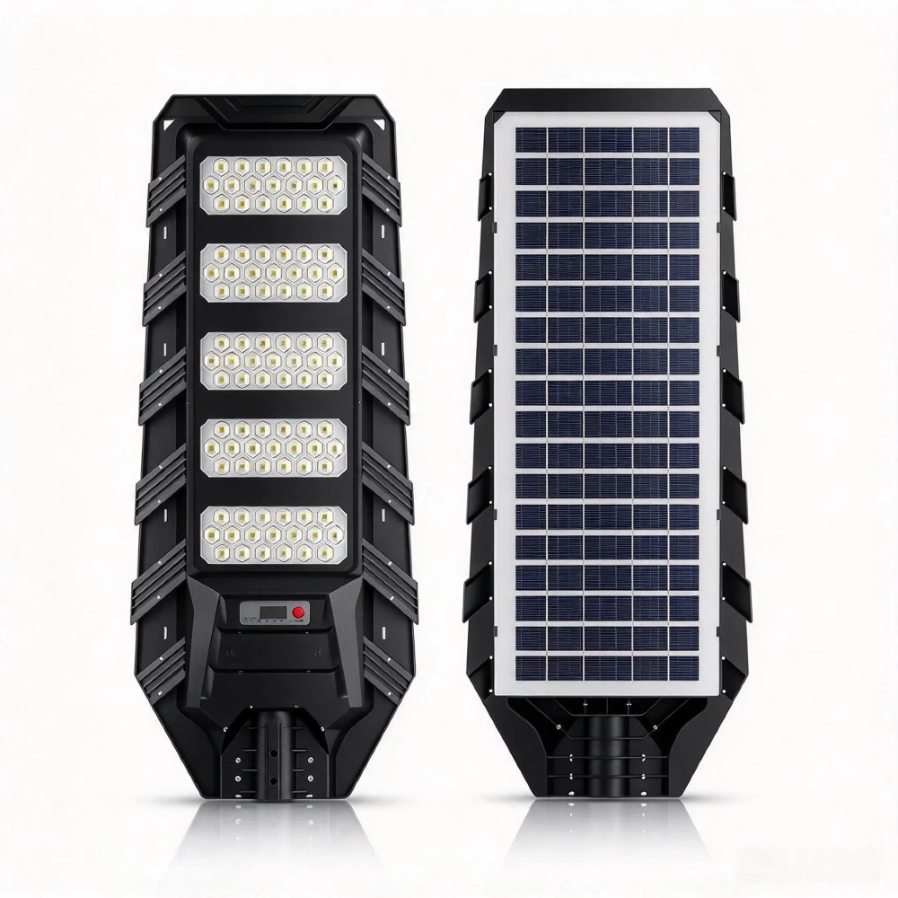 500W high-brightness matrix lens solar street light for roadways and parking lots.