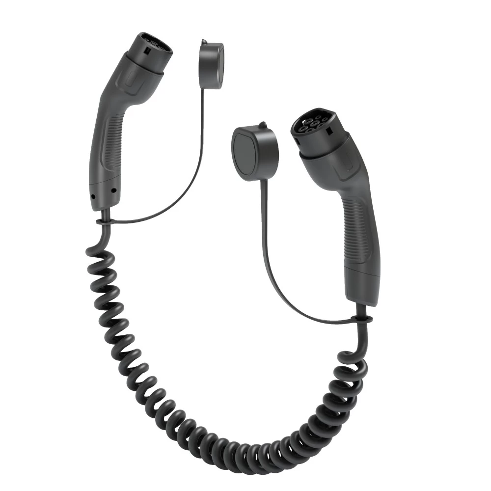 Tylon 32A 3-phase coiled AC EV charging cable 22kW supply side with Type 2 plug