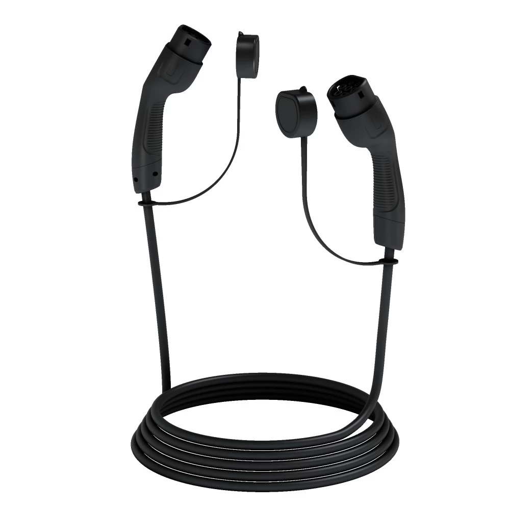 Tylon EN 16A 3-Phase AC EV Charging Cable (Supply Side) connector plugs top view with coiled wire