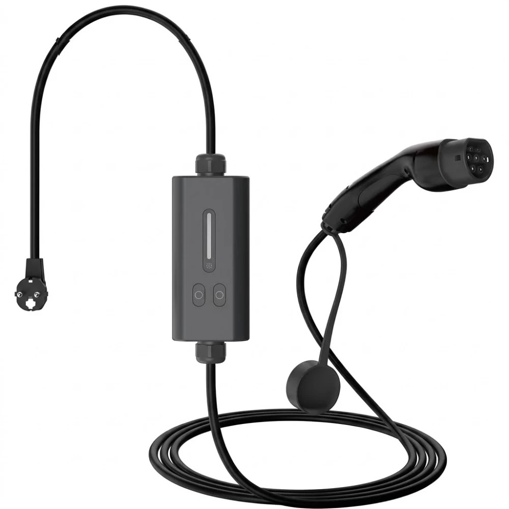 Tylon 16A Type 2 EU standard portable AC EV charger with coiled cable and plugs