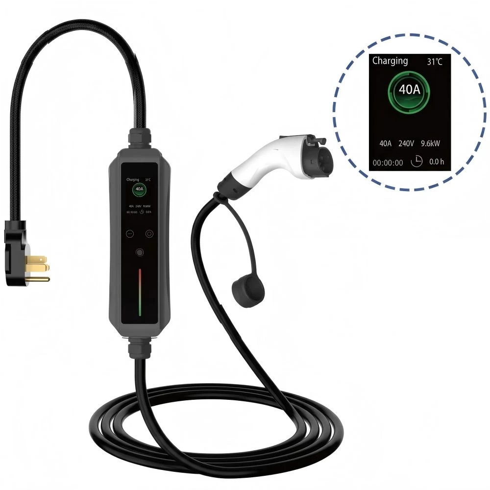 ylon Type1 J1772 portable EV AC charger 16A‑40A with LCD screen for home EV charging