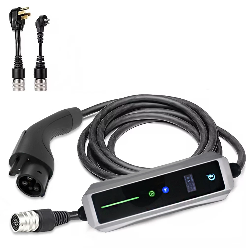 Tylon J1772 portable EV charger 16‑40A LED indicator with replaceable plug adapters