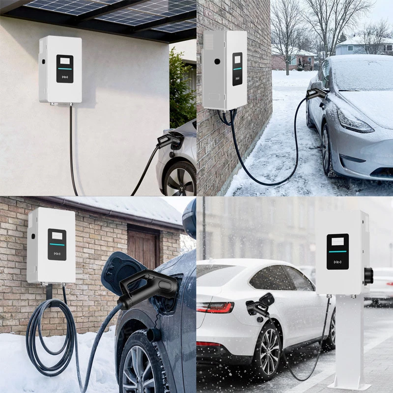 D8 DC EV charger installed outdoors charging electric vehicles in various weather conditions – Tylon Technology