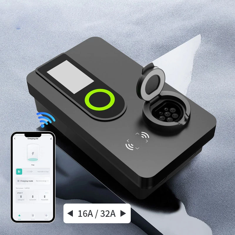 Q9 AC EV wallbox charger unit with charging plug and mobile app control – Tylon Technology