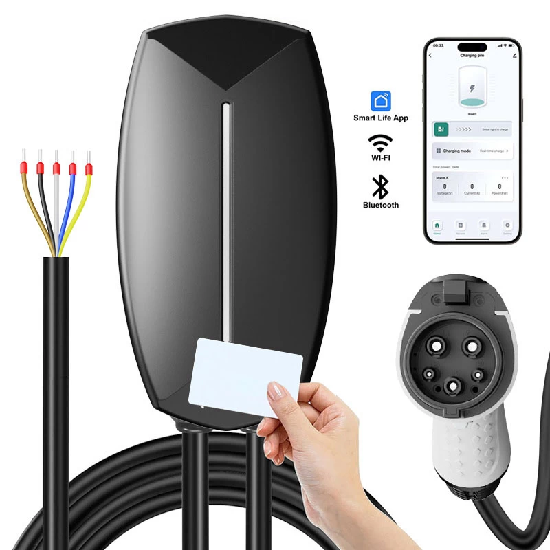 Q8 AC EV charger unit featuring mobile app control, RFID function, and multiple connector options – Tylon Technology