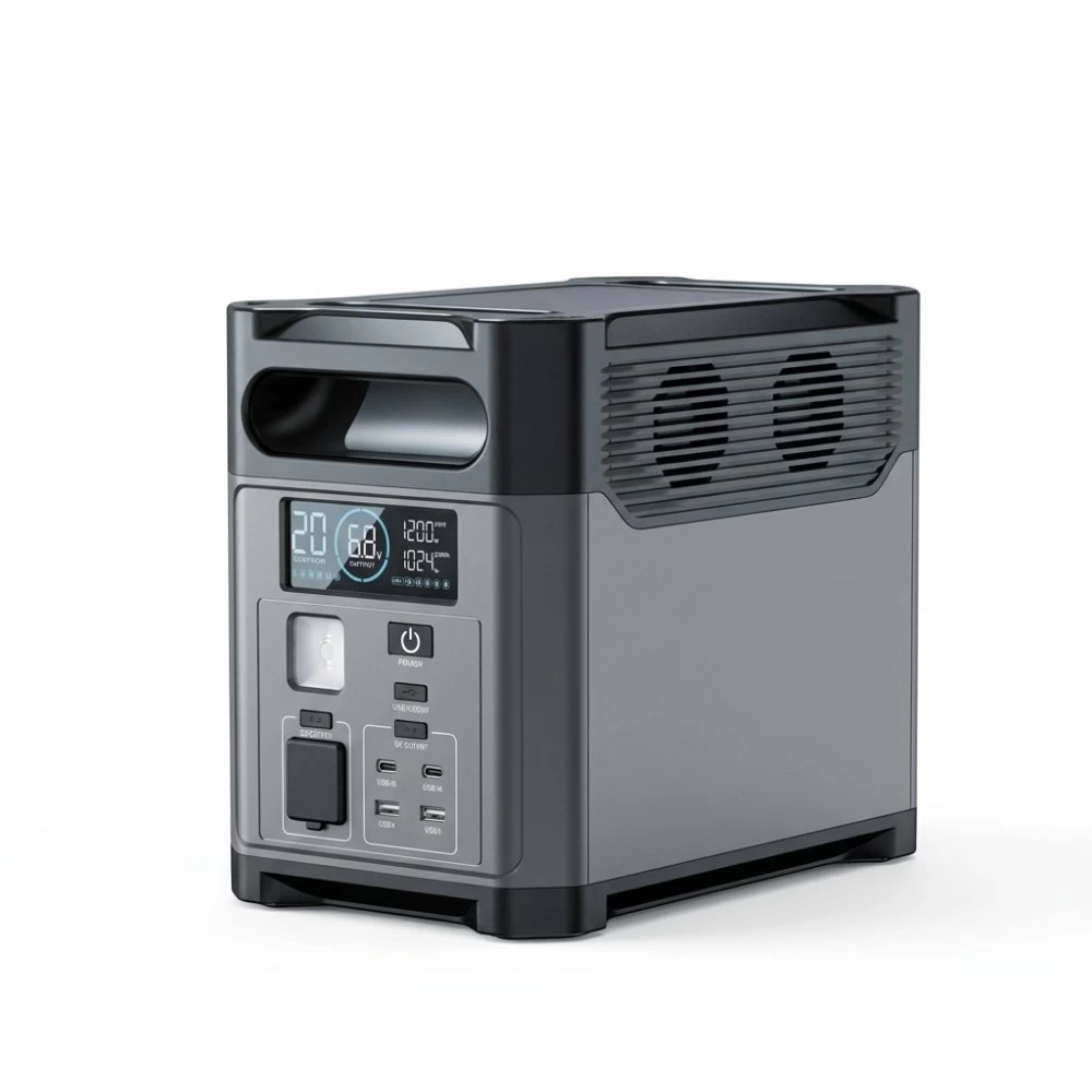 Tylon 1024Wh Portable Power Station front view showing LCD display and AC output ports