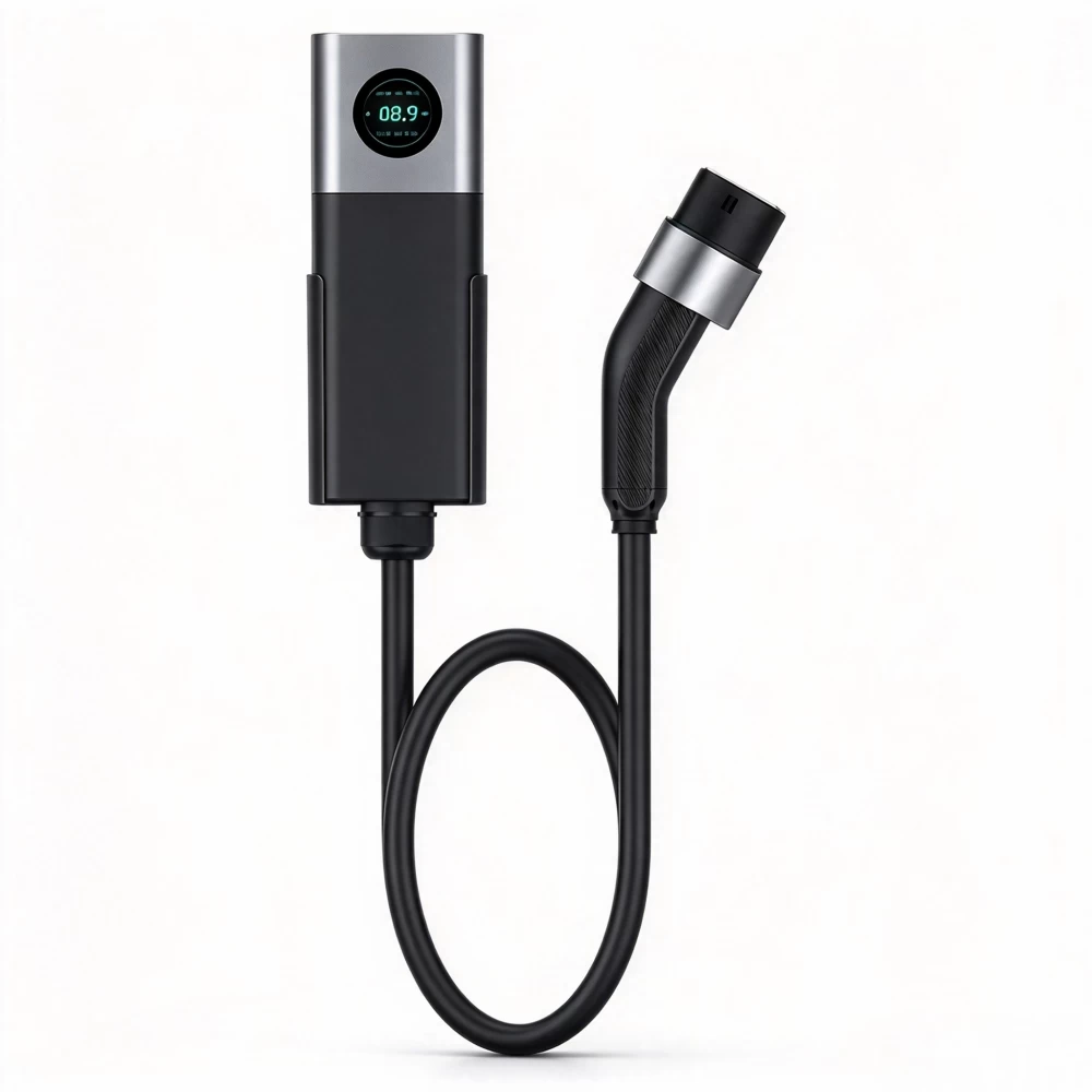 Tylon Smart Portable EV Charger Control Box and Cable Connection