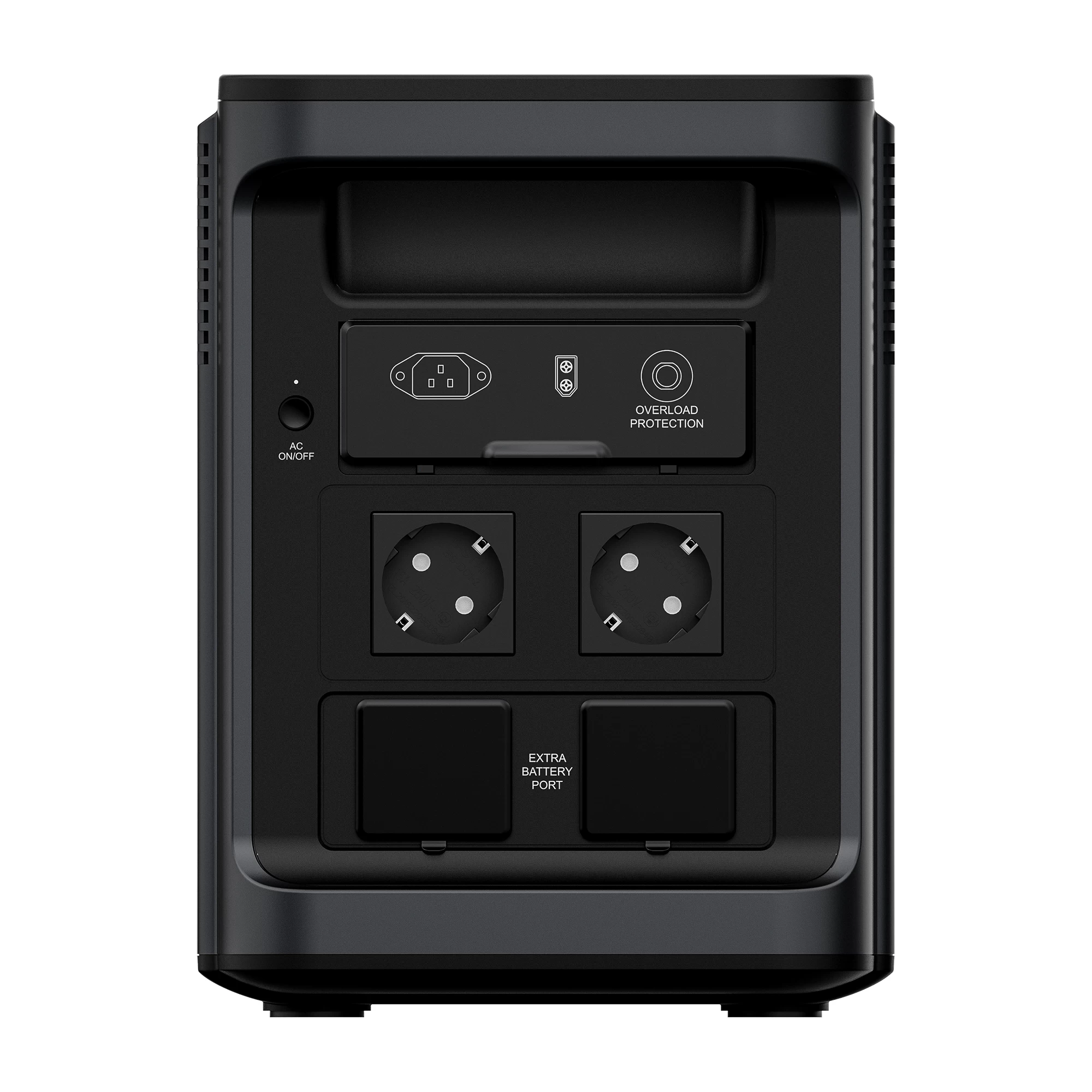 Detailed view of AC outputs, solar MPPT input, and USB-C 100W ports on 1536Wh power station