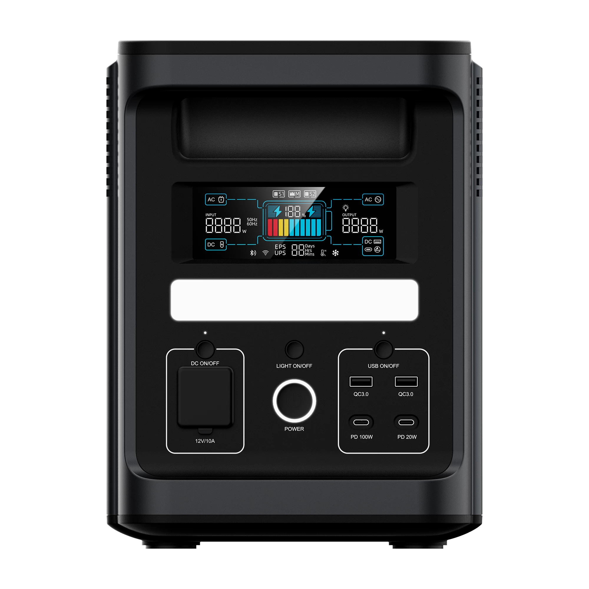 1800W Expandable Portable Power Station main product view with digital display and AC ports