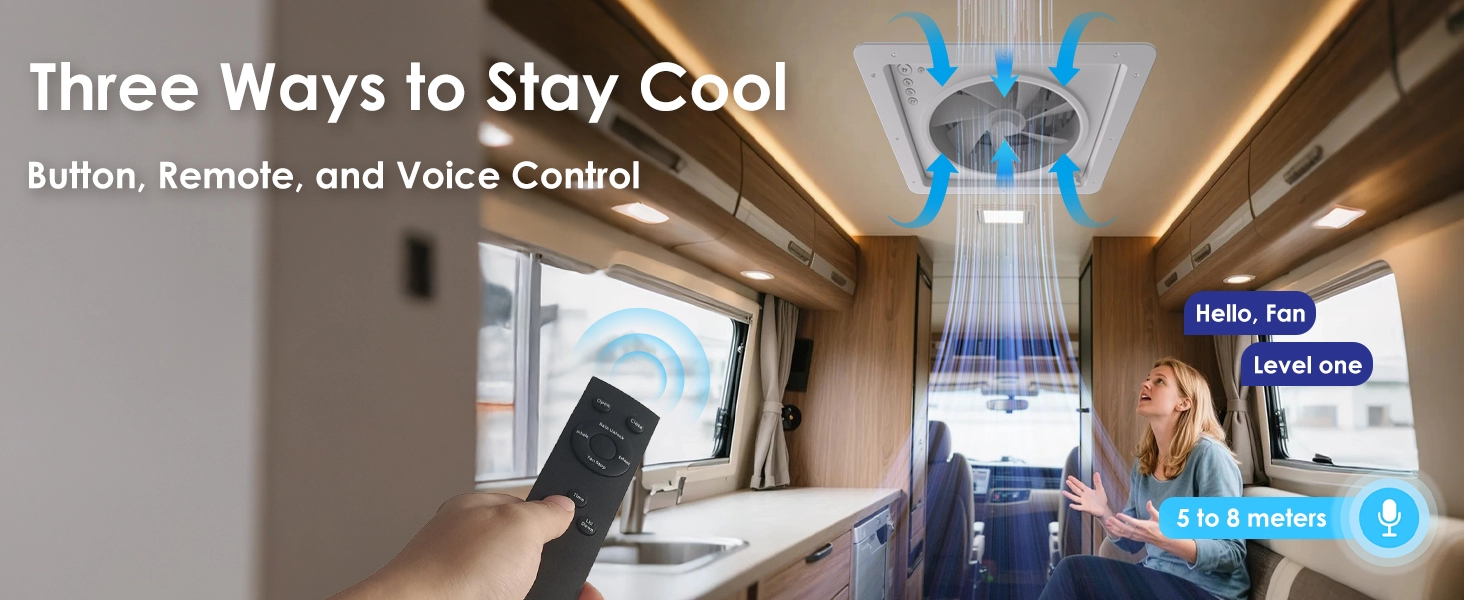 VOICE CONTROL LED LIGHT RV VENT FAN