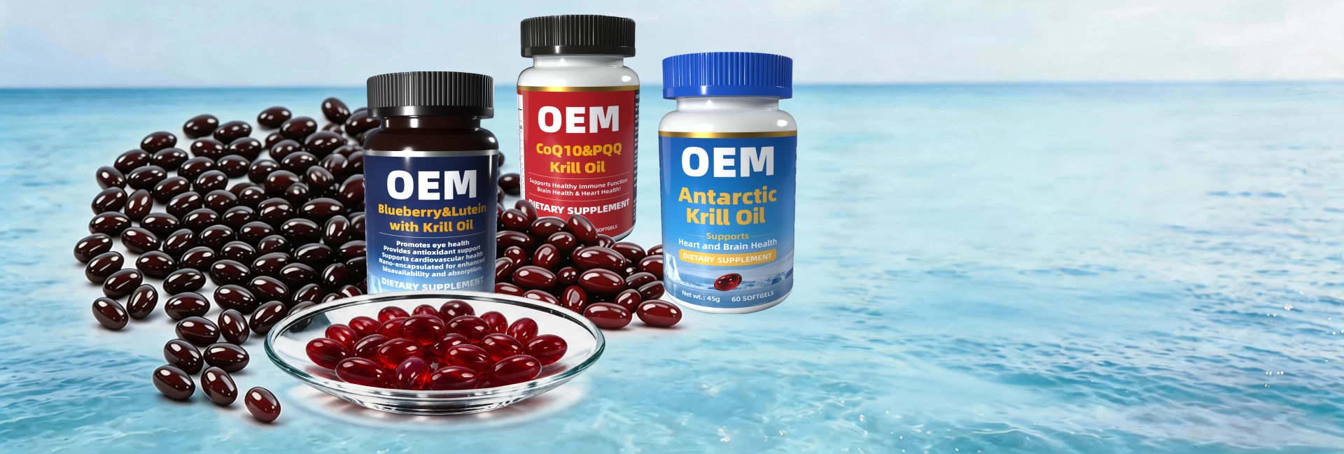 Triple-action softgel combining Coenzyme Q10, PQQ and Antarctic Krill Oil. CoQ10 fuels heart muscle and ATP energy production; PQQ supports mitochondrial biogenesis and cognitive health; phospholipid-bound Omega-3 from krill oil boosts absorption far beyond ordinary softgels, Ideal for heart health, energy and anti-fatigue formulas, OEM / ODM / private label available, low MOQ, custom formulations supported.slider_item_1