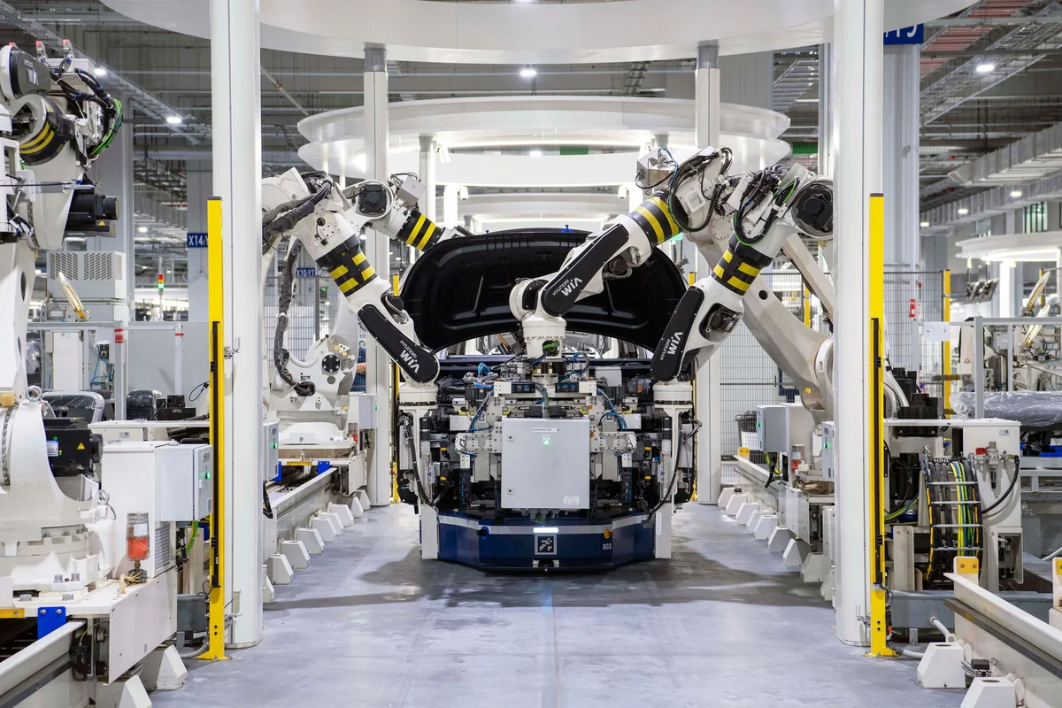 Automated factory illustrating industrial electrical systems