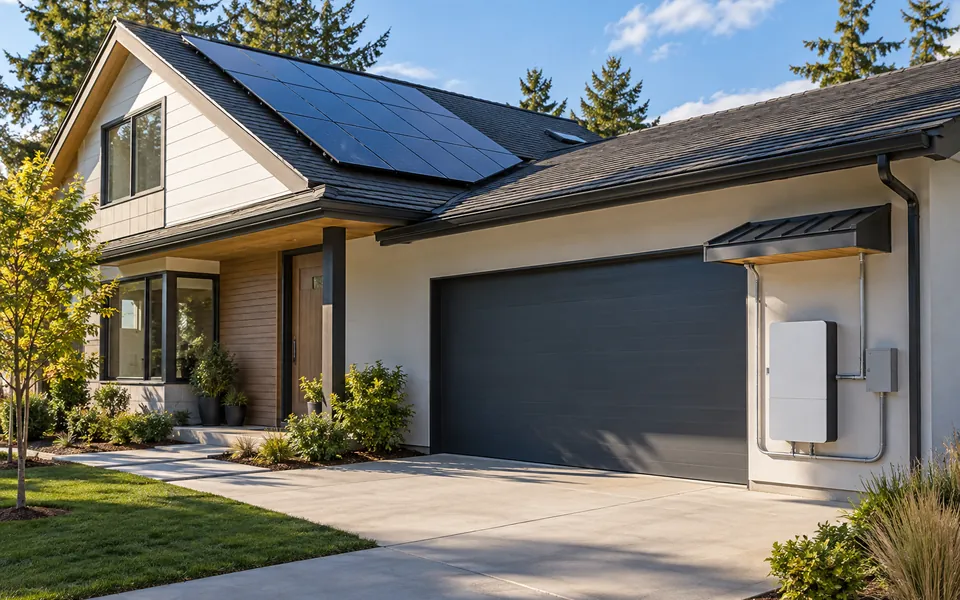 Residential houses with rooftop solar panels for home energy storage applications