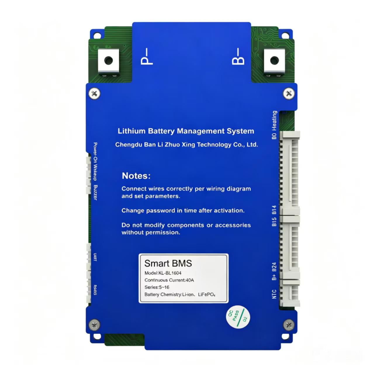 Blue smart BMS board labeled 5 to 16 series, 40 A