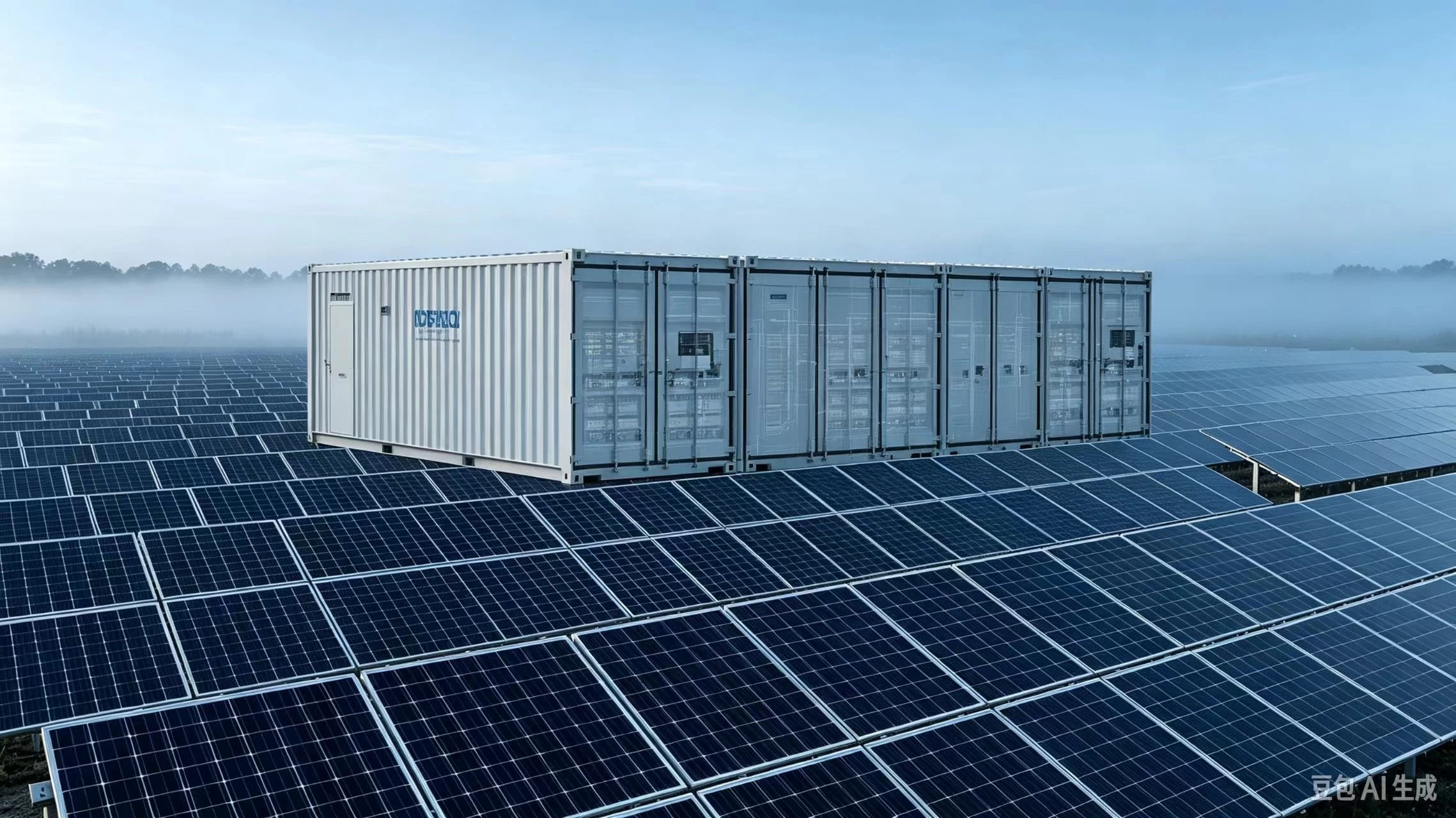 Solar panels and containerized battery energy storage