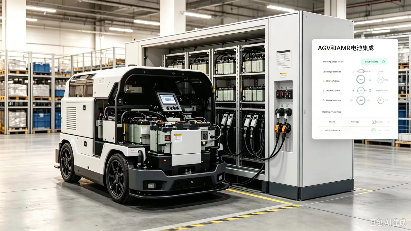 AGV and AMR battery integration with charging equipment