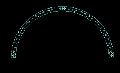 180-degree ring LED module made from four identical 45-degree curved PCB sections