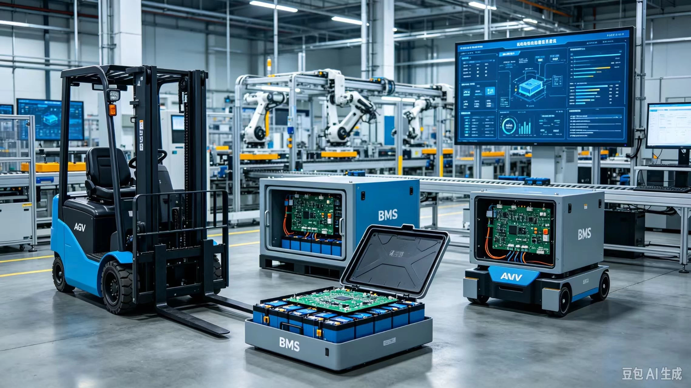 Industrial battery systems with forklift and mobile equipment