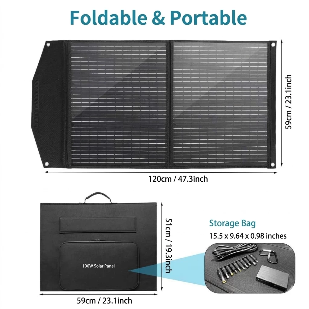 Tylon 100W outdoor solar photovoltaic folding panel unfolded with 23% conversion efficiency