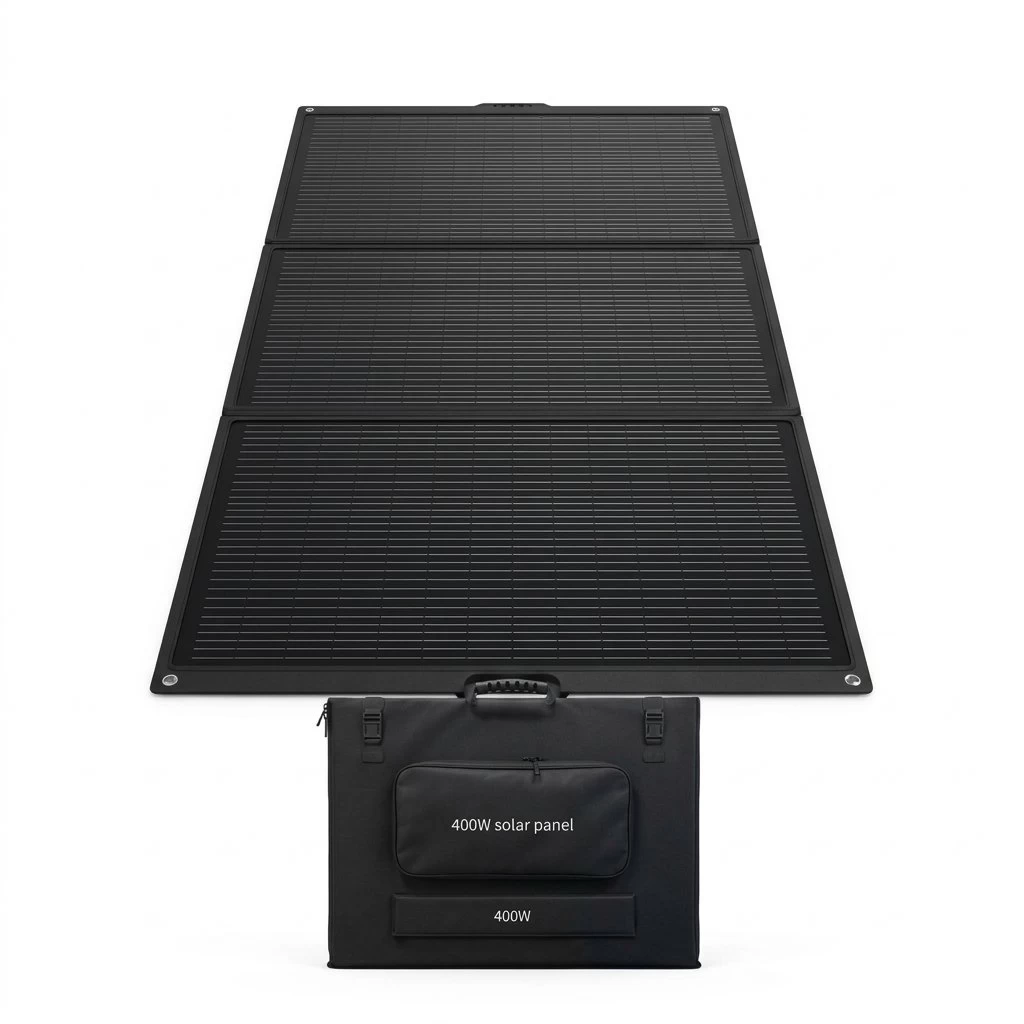 Tylon 400W Portable Solar Photovoltaic Panel unfolded with back stand