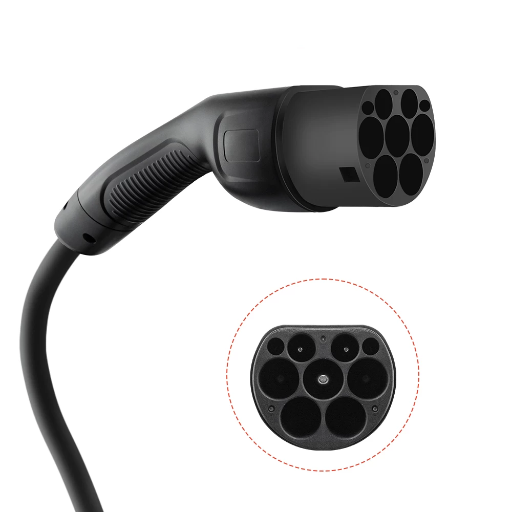 Tylon EN 32A 3-phase AC EV charging cable vehicle side plug with TPU jacket，Ergonomic IP55 rated Type 2
